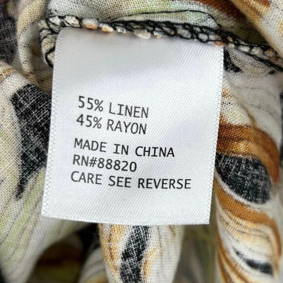 Panama Jack Women Short Sleeve Top Blouse Button Black Tropical Beach Size Small - Picture 5 of 6